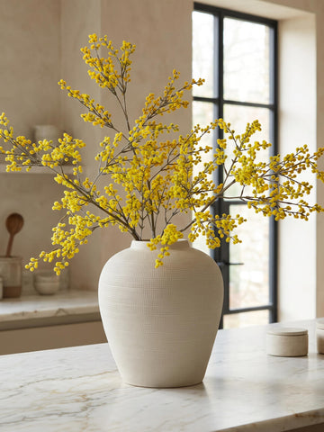 Elvas Medium Textured Cream Stoneware Vase